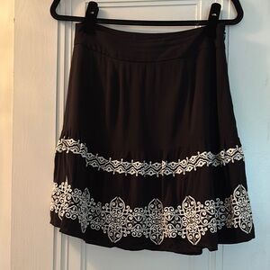 White House Black Market Black and White Embellished Skater Skirt